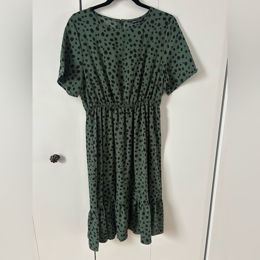 SHEIN Olive Polka Dot Dress